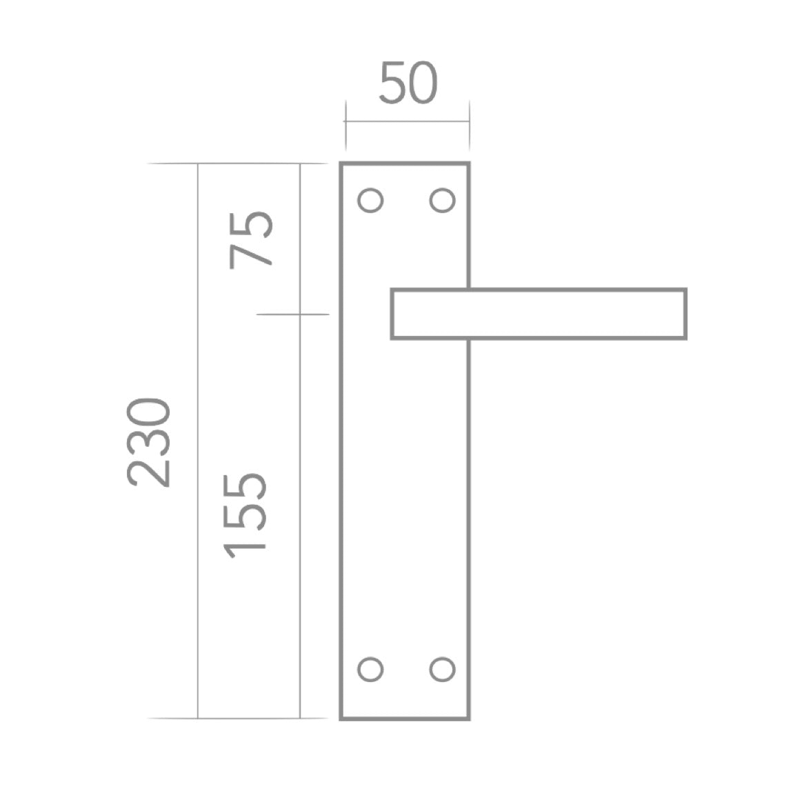 Türklinke Modell 610 mit rechteckigem Zamak-Schild in satiniertem Nickel-Finish für Türen