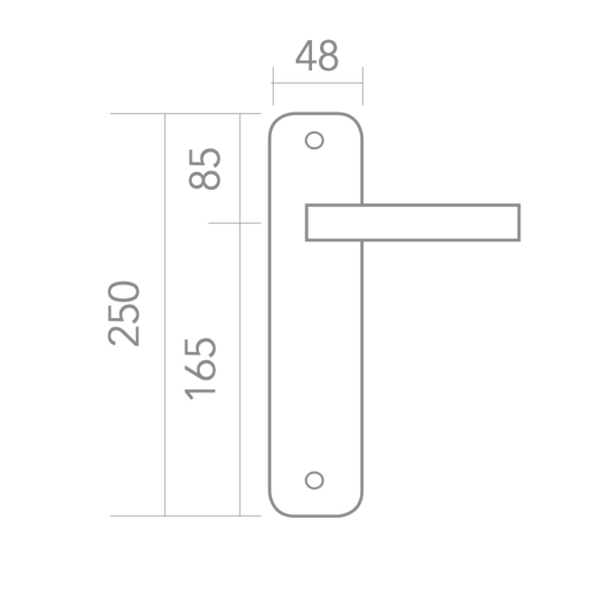 Klassische Türklinke Modell '530' aus Aluminium mit ovalem Langschild in satiniertem Nickel für Türen