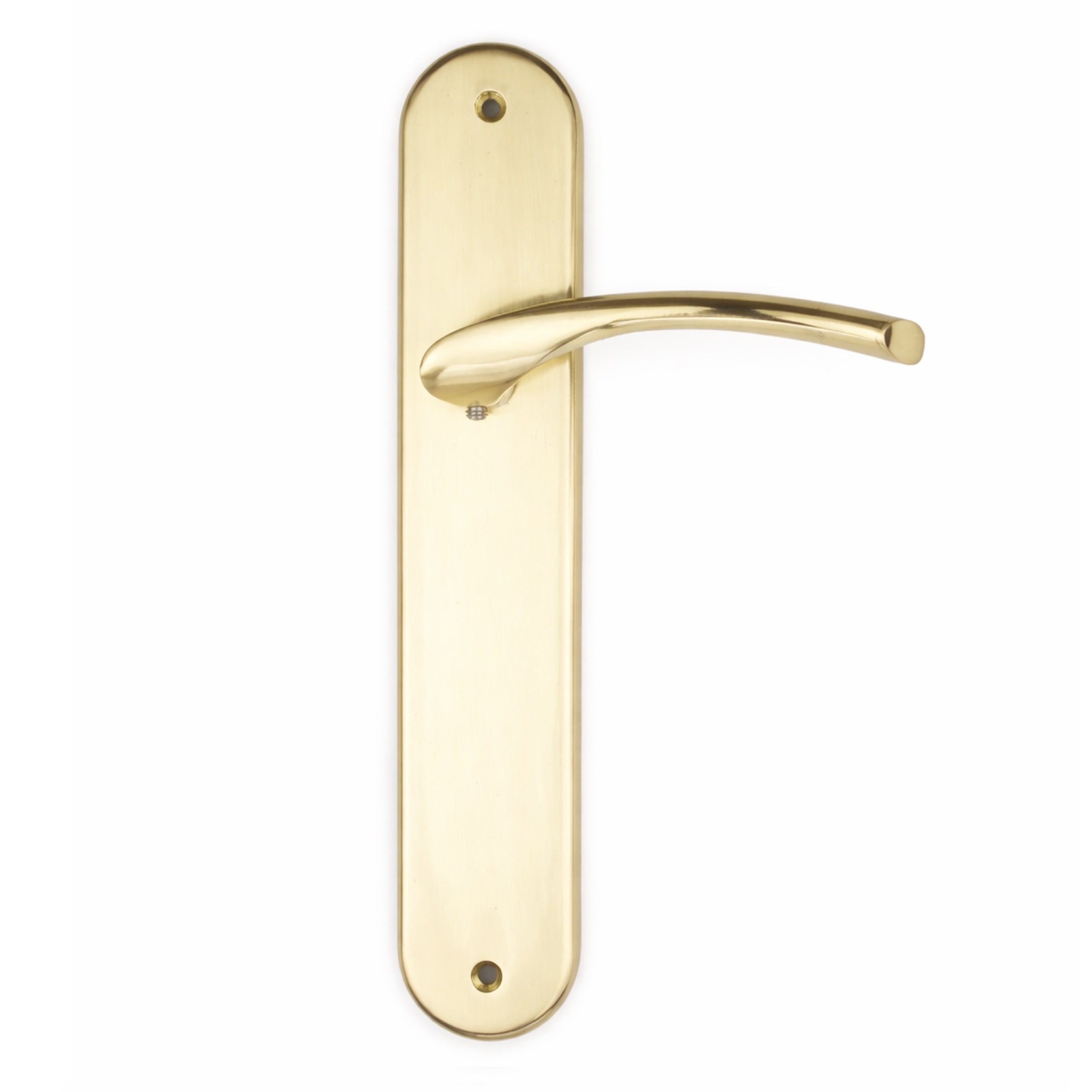 Türklinke aus Zamak Modell '556' mit ovaler Rosette in satiniertem Gold für Türen