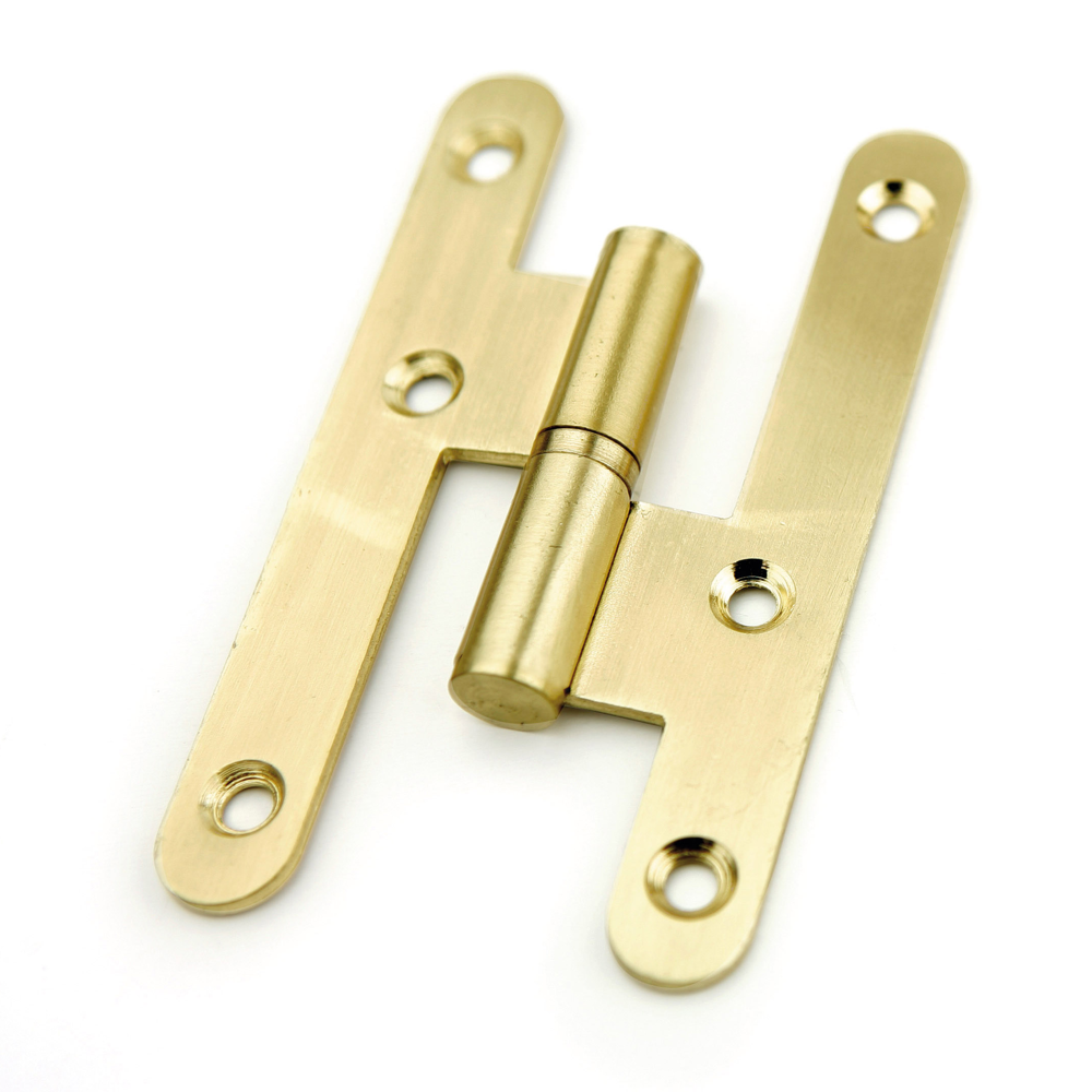 Türband 100 mm hoch, satiniertes Gold, aus Stahl mit runder Fahne für Türen