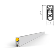 Automatische Einsteck-Bodendichtung aus Aluminium und Gummi 12x27 mm und 820 mm für Holztüren