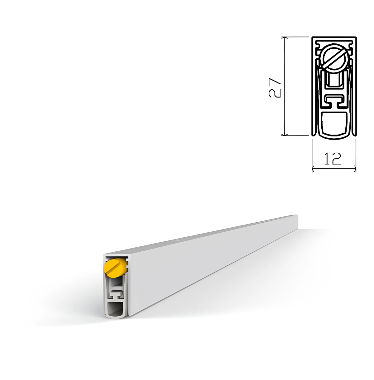 Burlete automático de embutir en aluminio con goma 12x27x1000 mm