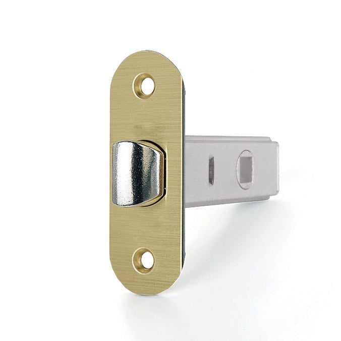 Rundes Rohr-Einsteckschloss in satiniertem Gold, Achsabstand 70 mm