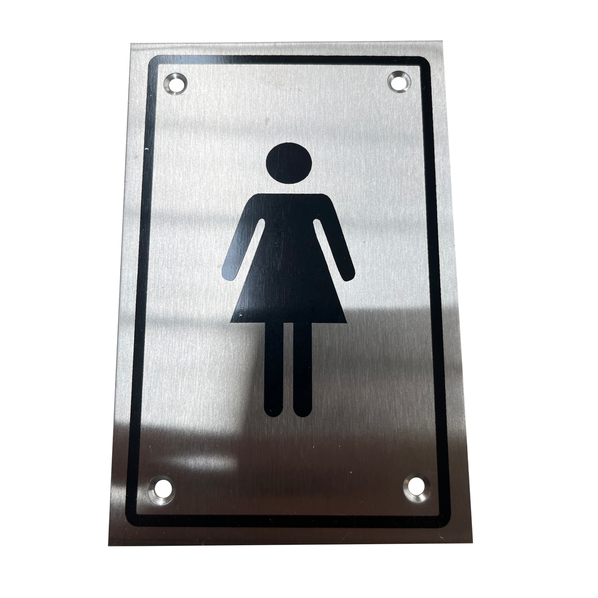 Rechteckiges Schraubschild Damenbad aus Edelstahl 15x10cm