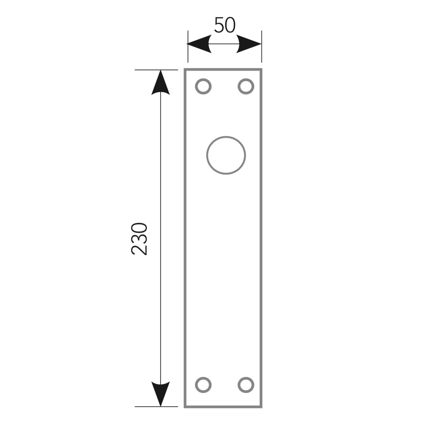 Rechteckige PLATTE für Türklinkenmontage in satiniertem NICKEL-Finish.