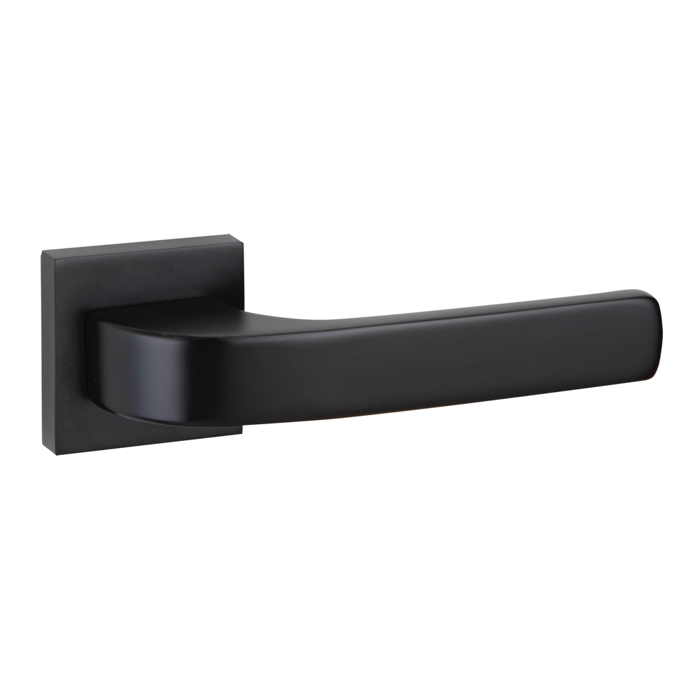 Türklinke aus Zamak Modell 710 mit quadratischer Rosette in Schwarz für Türen