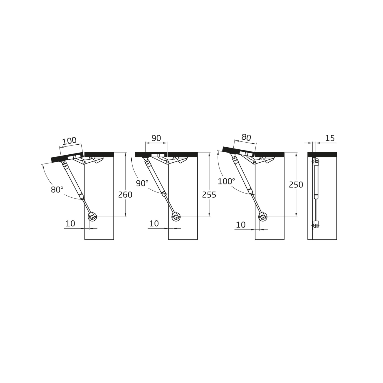 Hydraulischer Gasdruckdämpfer 150N mit Klappenhalter