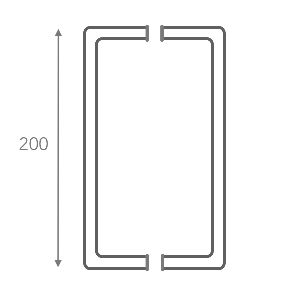 Edelstahl-Stoßgriff für Glas-/Holztüren 200mm Modell ARI120