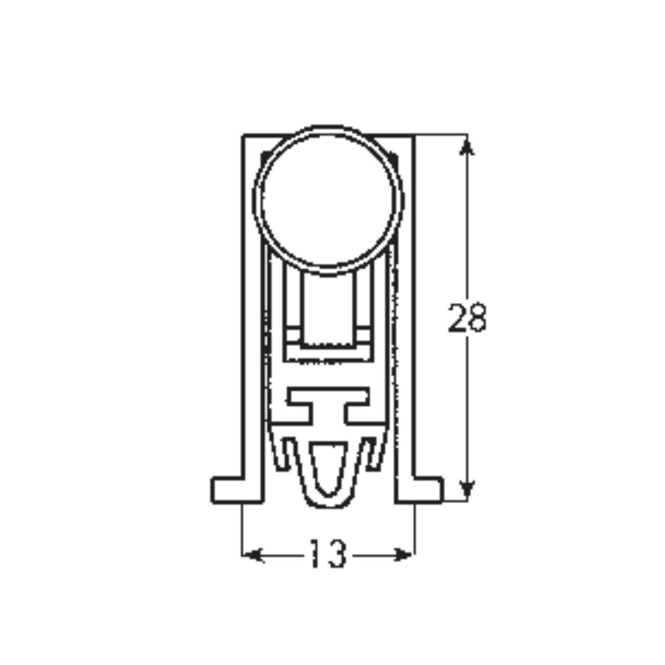 Automatische Einsteck-Bodendichtung 100cm mit Gummilippe, Regulierschraube und vernickelter Stahlplatte