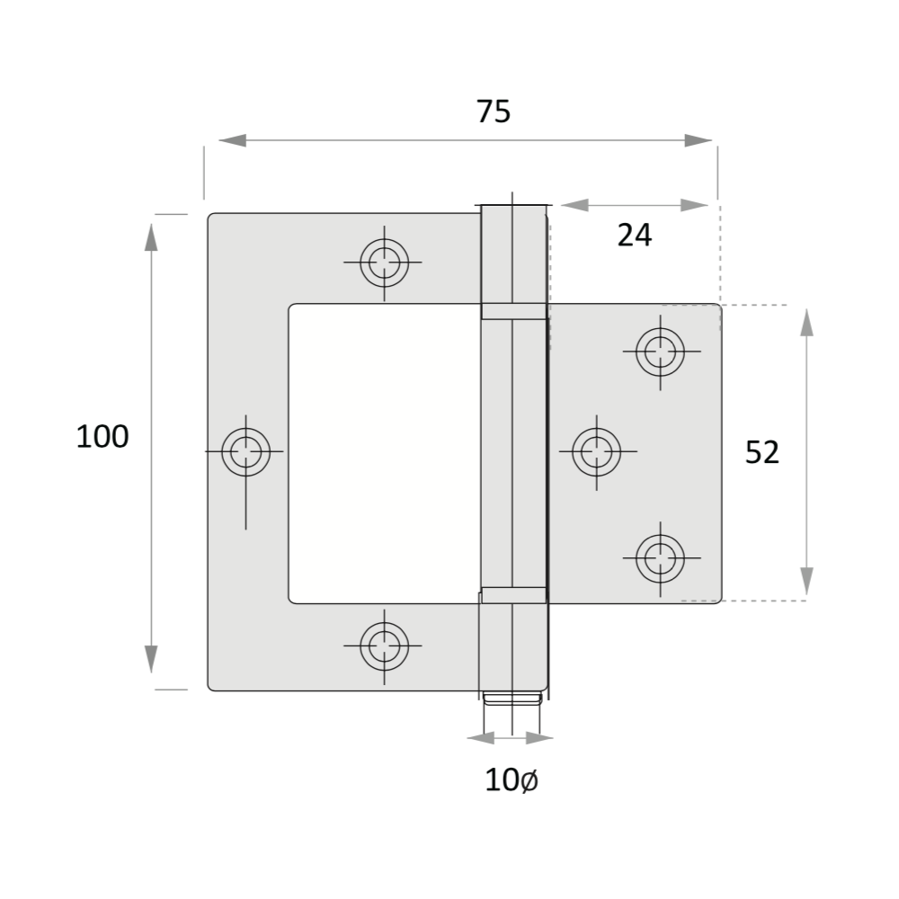 Flap-Scharnier aus Edelstahl, einfache Montage, 100mm x 75mm