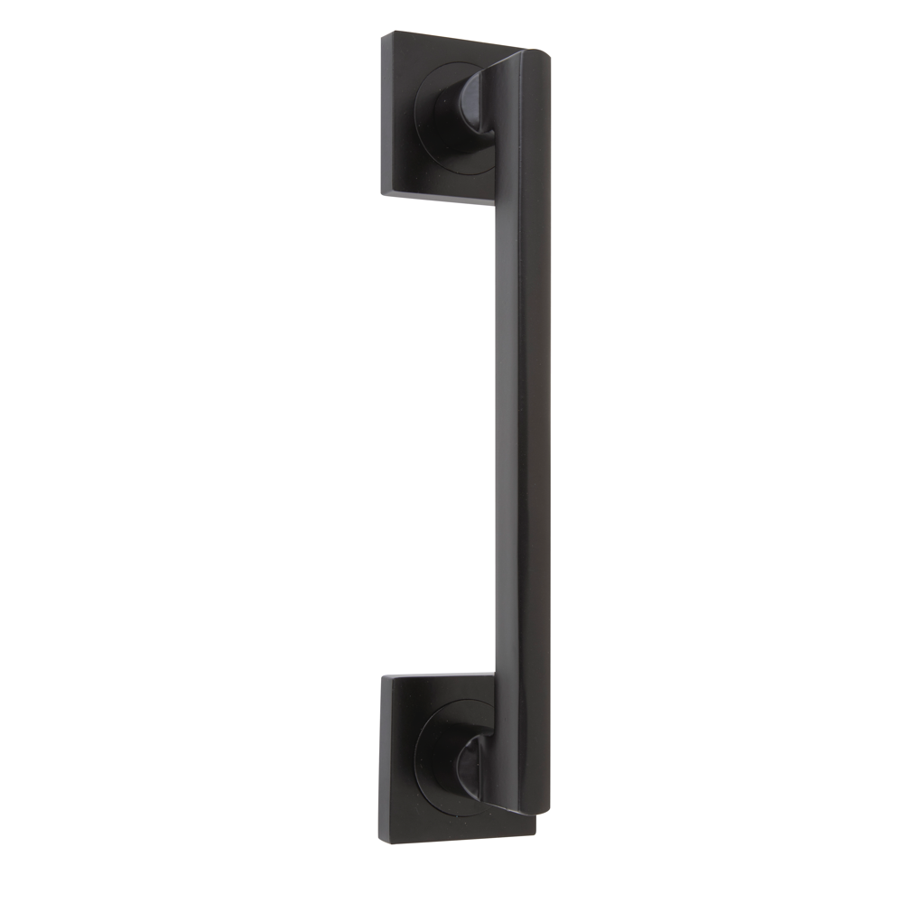 Aluminium-Stoßgriff mit quadratischer Rosette, schwarz, Modell 534N