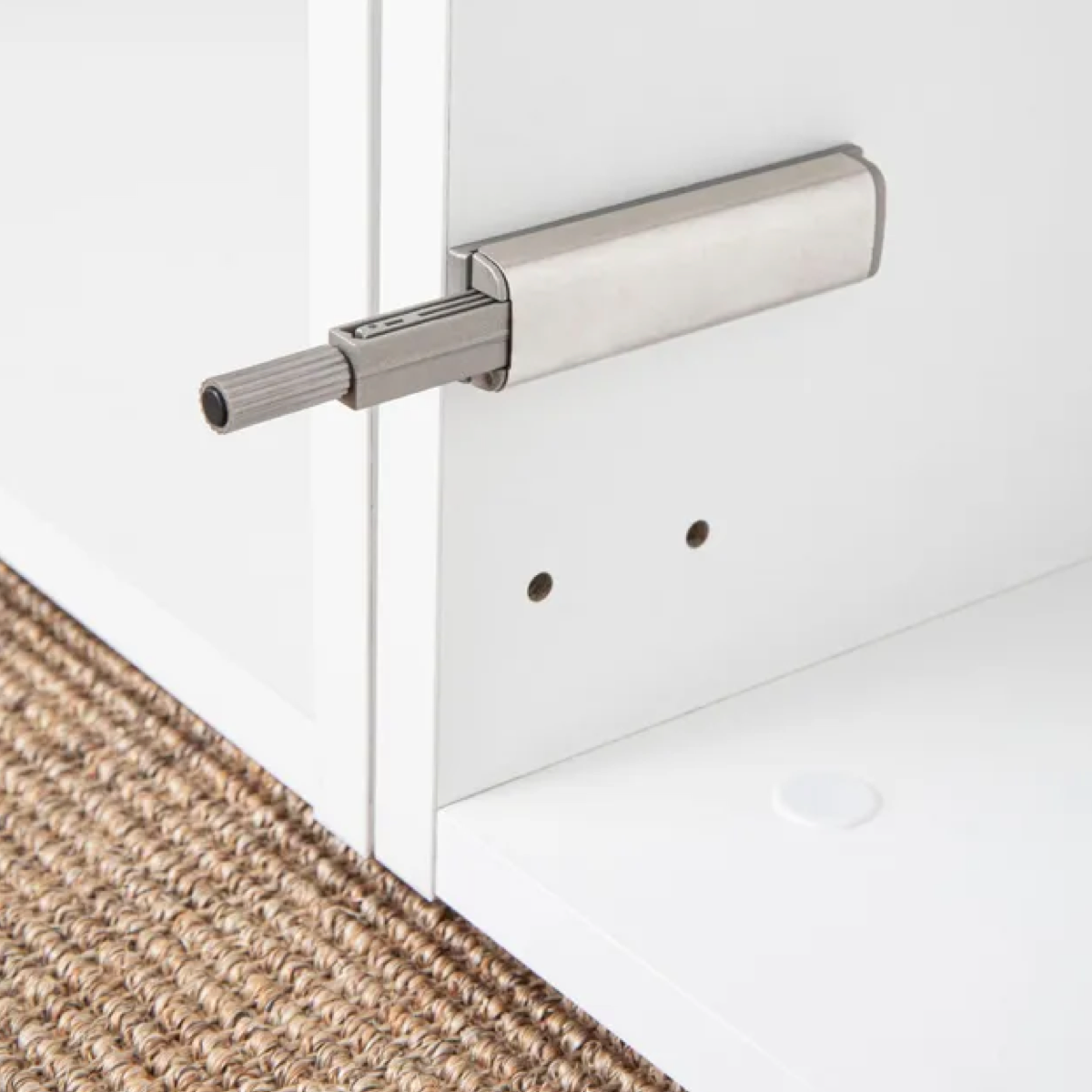 Grauer Push-Auswerfer mit Kunststoffspitze 80mm zum Anschrauben an Schränke