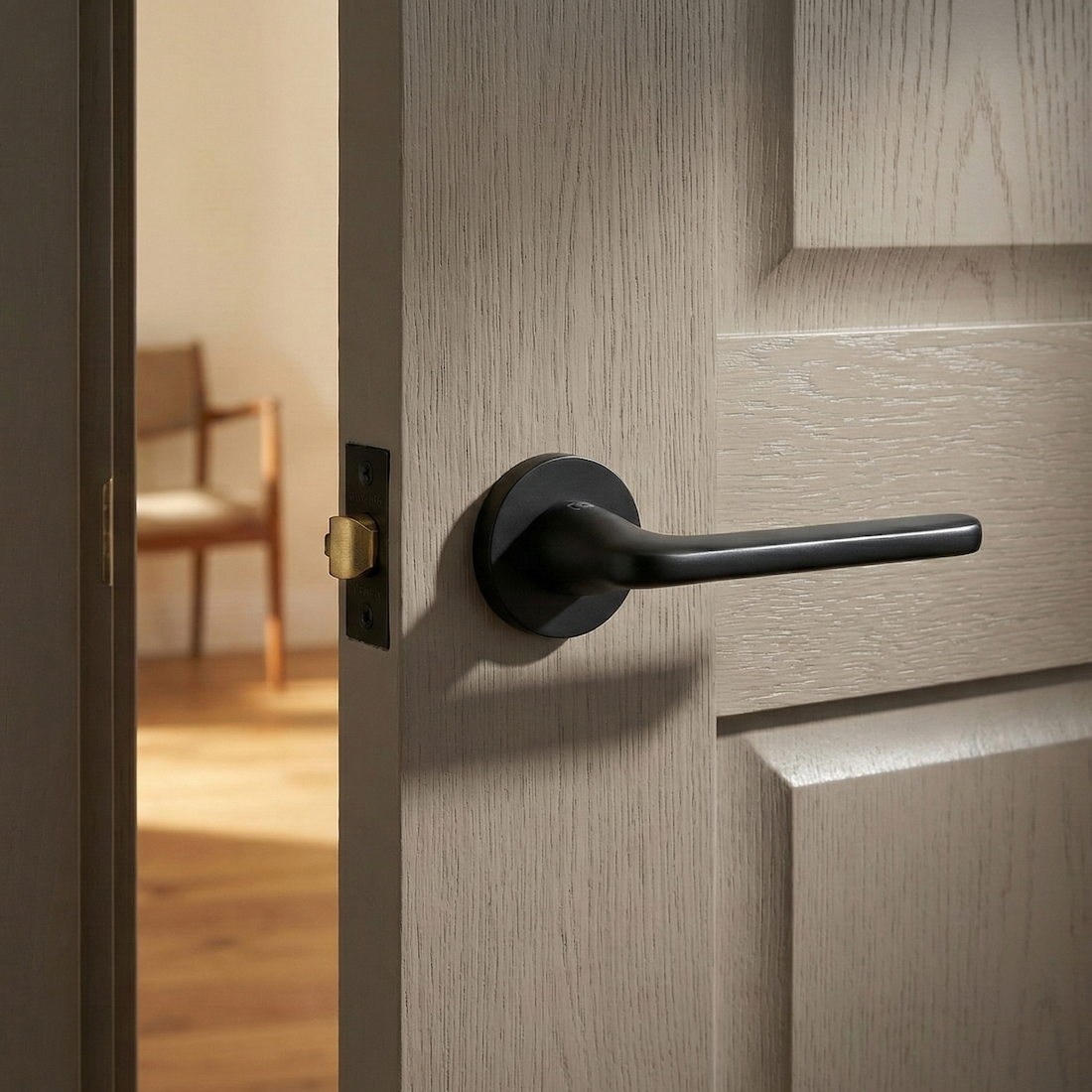 Türklinke mit runder Rosette aus Aluminium RS-310 schwarz