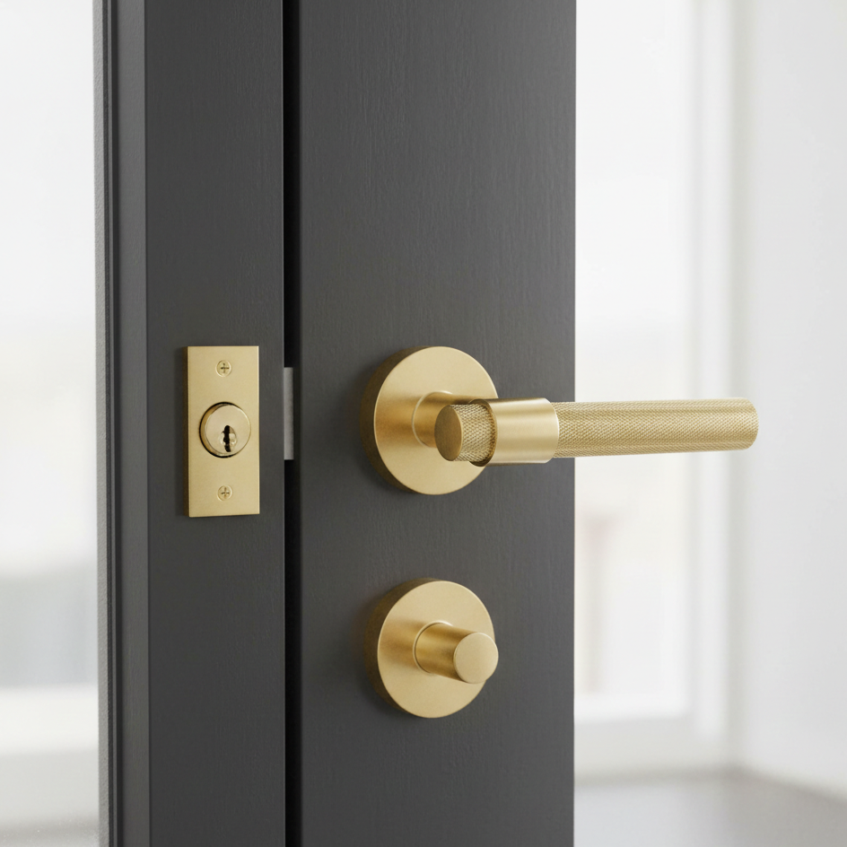 Türklinke mit runder Rosette aus Zamak Pepo Gold