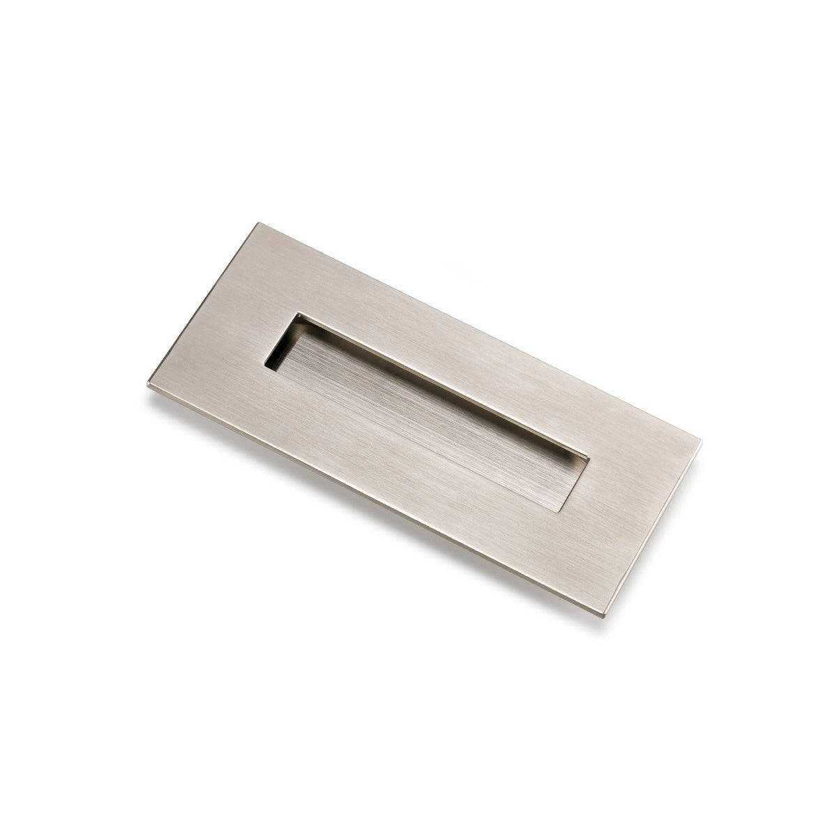 Rechteckiger vernickelter Griff 3790, 155x73mm, zum Einlassen in Möbel und Schränke