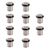 10 zylindrische vernickelte Türstopper mit Gummidämpfer und 20 mm Durchmesser