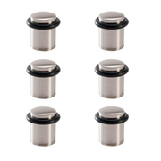 6 zylindrische vernickelte Türstopper mit Gummidämpfer und 20 mm Durchmesser