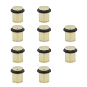 10 zylindrische Türstopper, goldfarben, mit Gummidämpfer und 20 mm Durchmesser