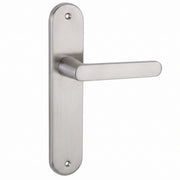 Türklinke mit ovalem Langschild aus satiniertem Aluminium-Nickel 250x48 mm für Türen