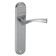 Türklinke Modell '130A' Welle mit ovaler Aluminiumplatte für Türen in satiniertem Nickel-Finish